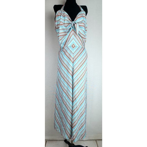 Unique Vintage Jumpsuit Womens 3X Striped beachy Wide leg funky cropped Summer - Picture 2 of 13